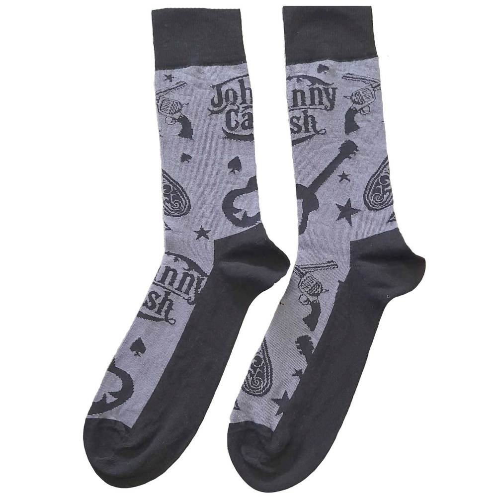 Johnny Cash - Guitars 'N Guns Socks - EU 40-45 - Grey/Black